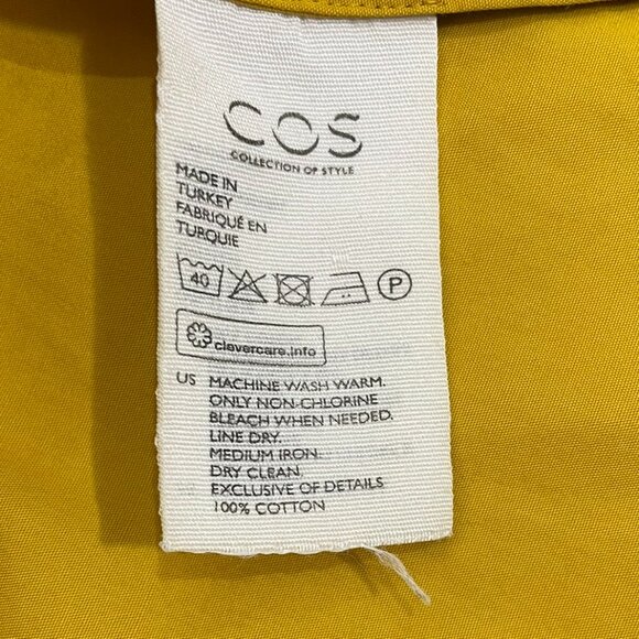 COS Women's Cotton Oversized Contemporary Dress Long Sleeve Size 12 Mustard - Picture 11 of 11